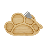Bamboo Tiger Paw Suction Plate & Fork Set - Berry Blue