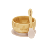 Bamboo Suction Baby Bowl & Spoon - Dusty Pink